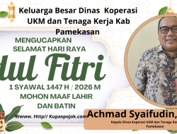 Kepala Dinas Koperasi UKM dan Tenaga Kerja Kabupaten Pamekasan Mengucapkan Selamat Hari Raya Idhul Fitri