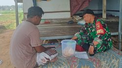 Babinsa Koramil Pegantenan Komsos Bersama Warga Bahas Hasil Panen Padi Tahun ini.