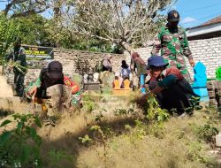 Turun Langsung ke Lapangan, Danramil Larangan Ajak Warga Jaga Kebersihan Makam